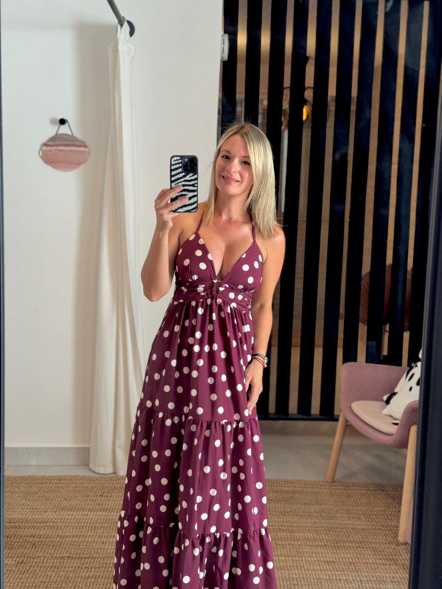Wine Polka Dot Dress