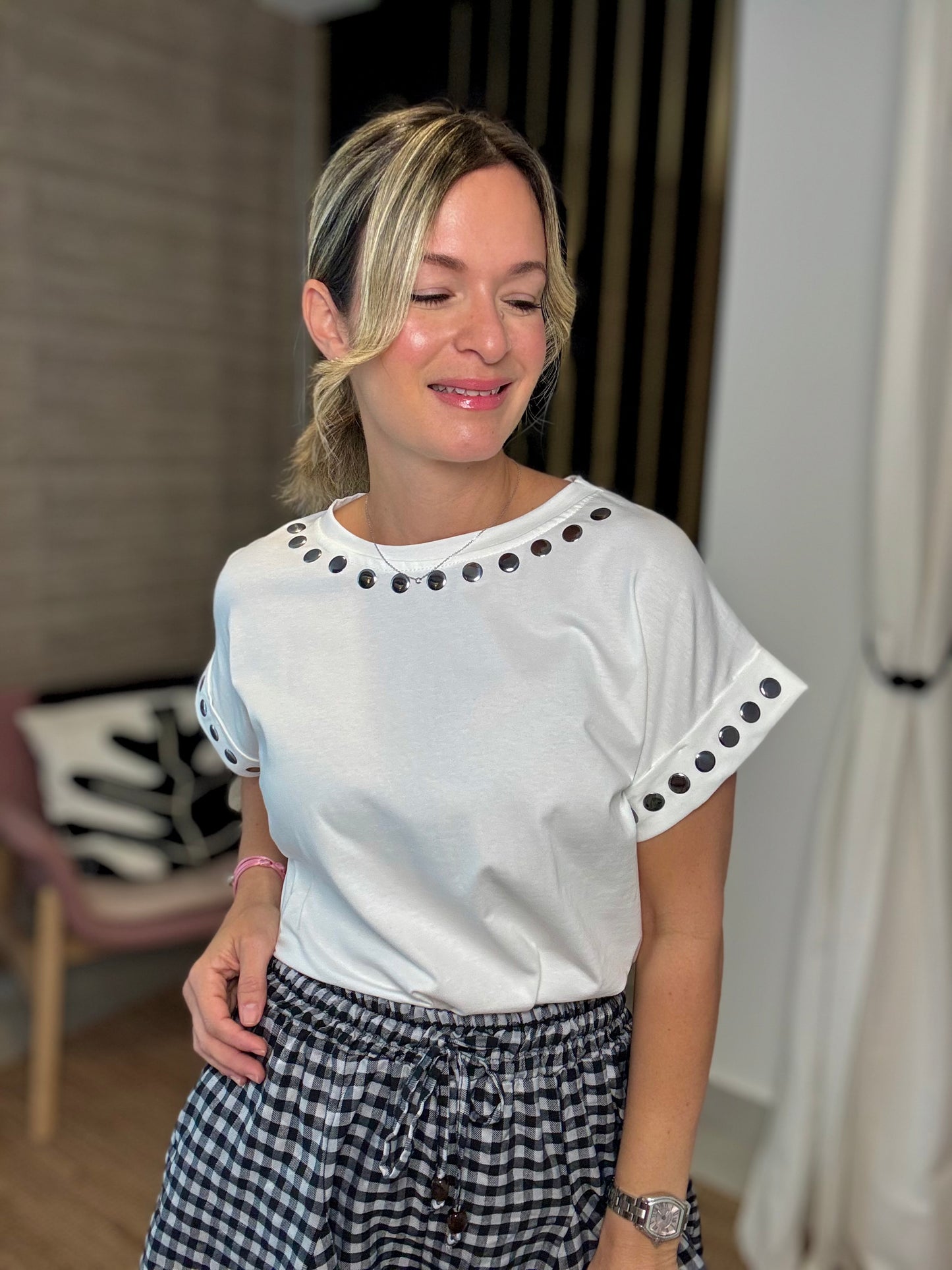 Studded T-shirt Top