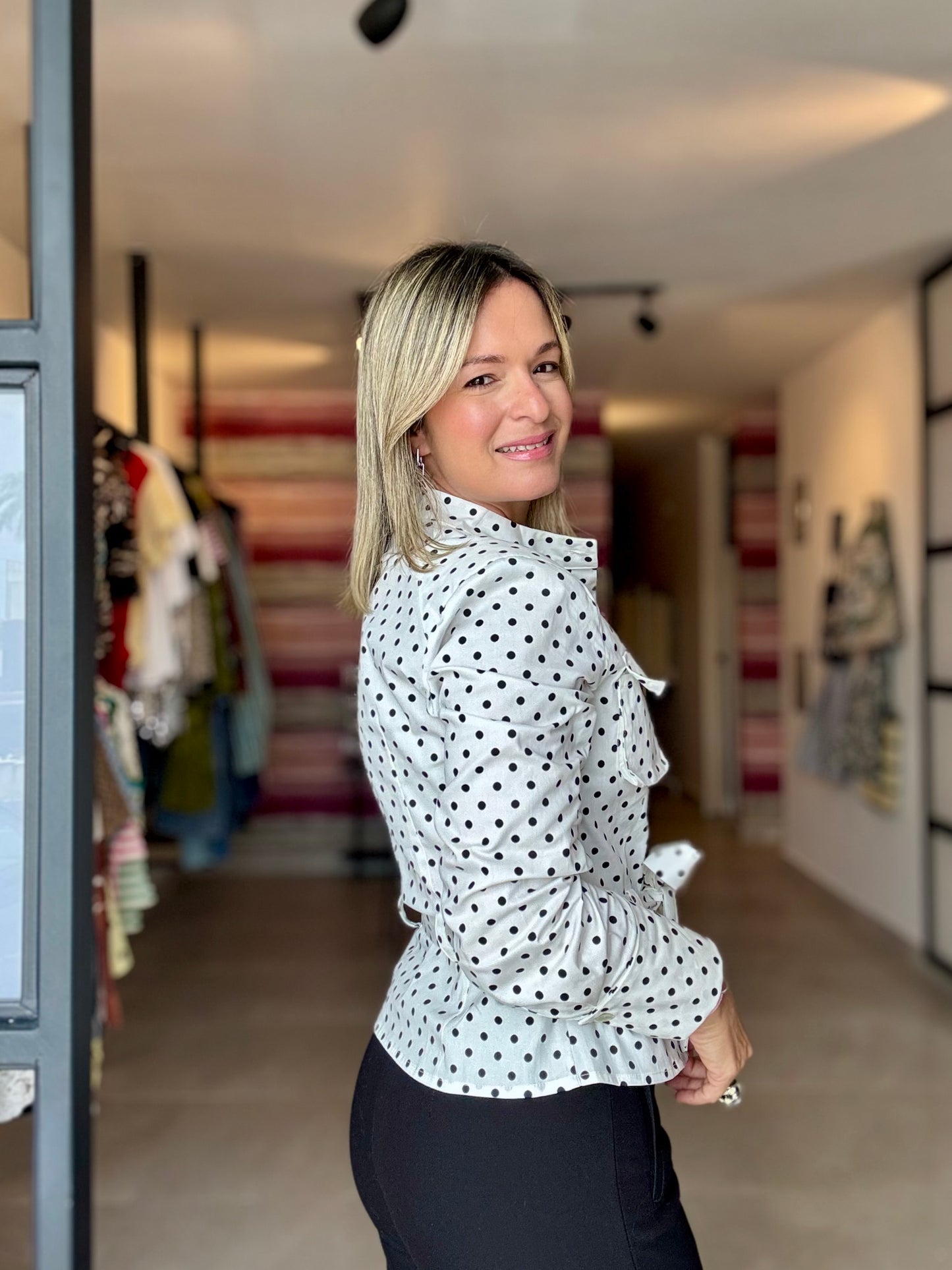 Long Sleeve Polka Top