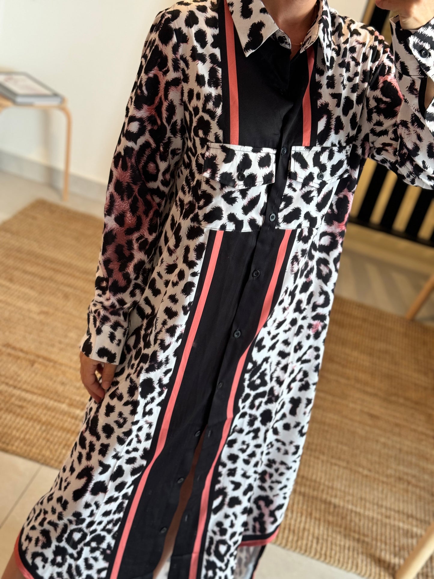 Contrast Leopard Dress