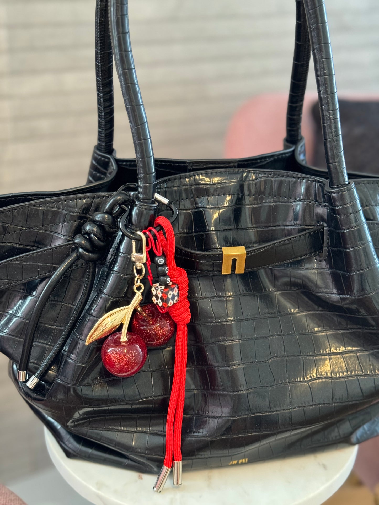 Handbag Key Holder / Black Diece
