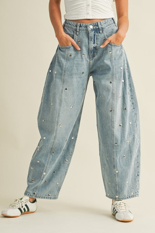 Studded Barrel Jean