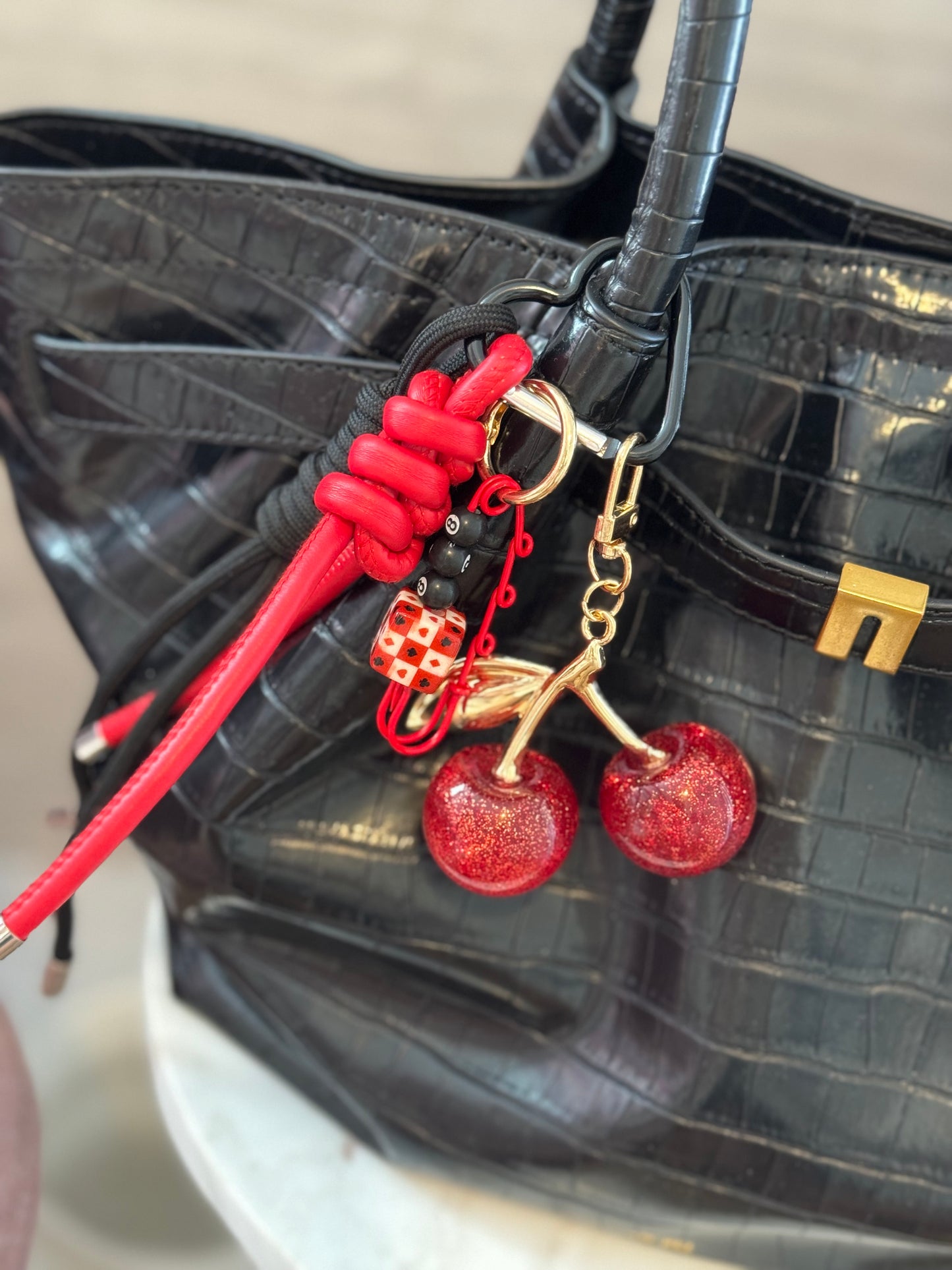 Handbag Key Holder / Red Diece