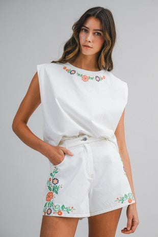 Embroidered Tee & Short Set