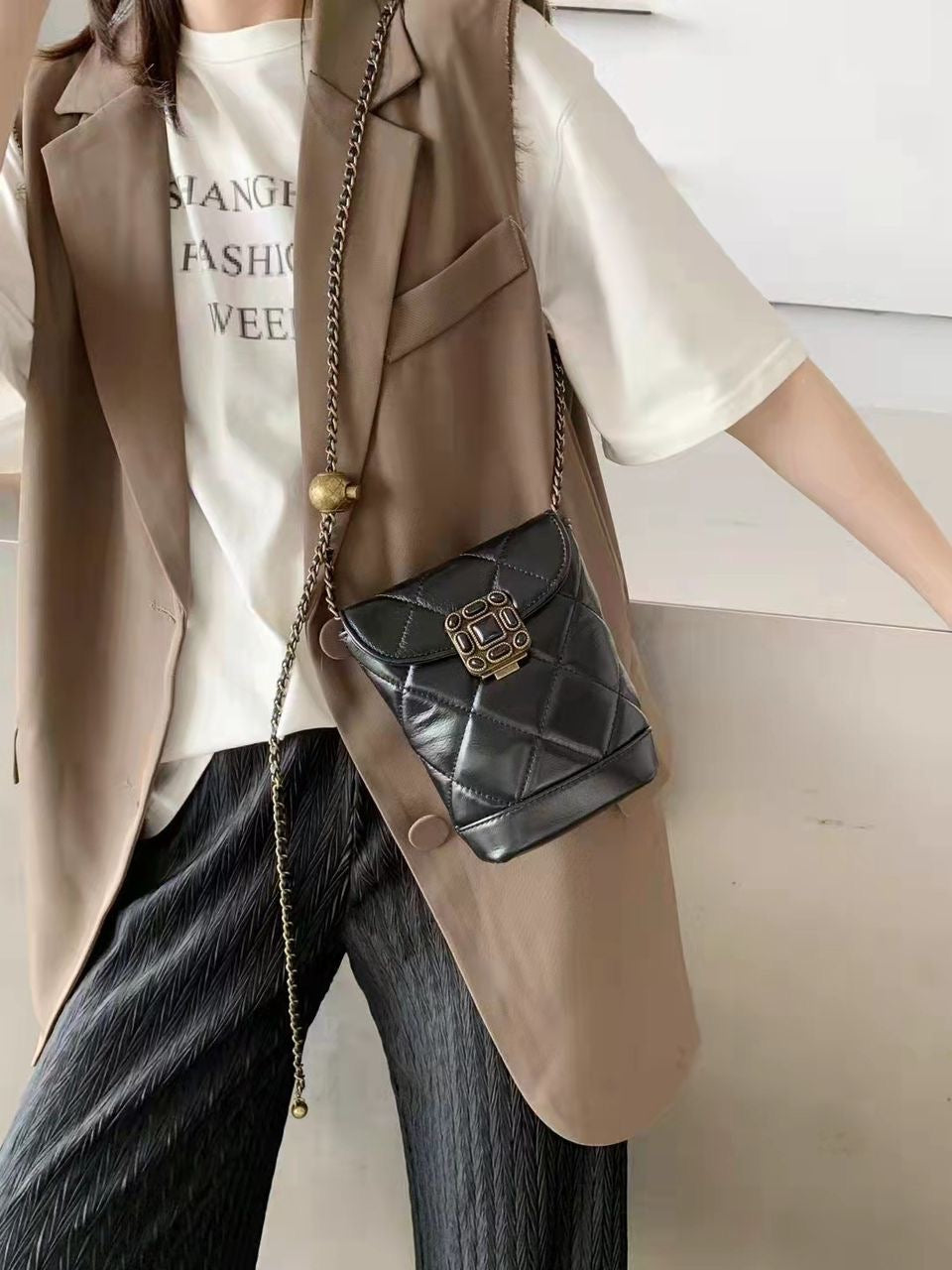 Mini Bucket Leather Handbag