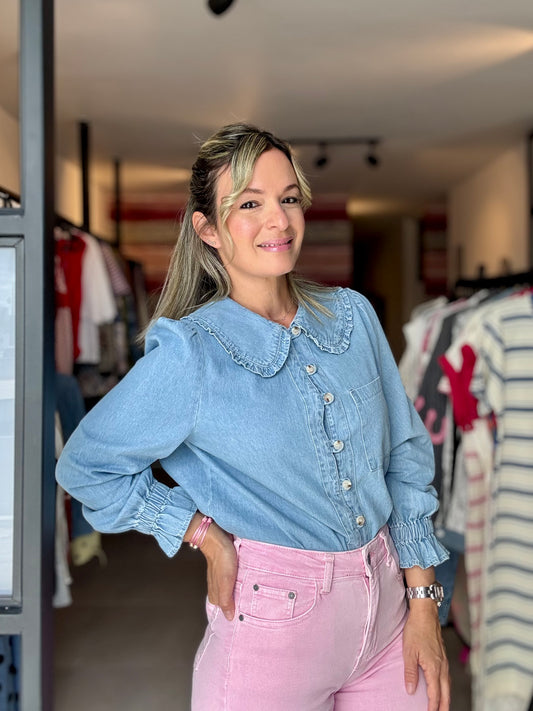 Denim Collar Top