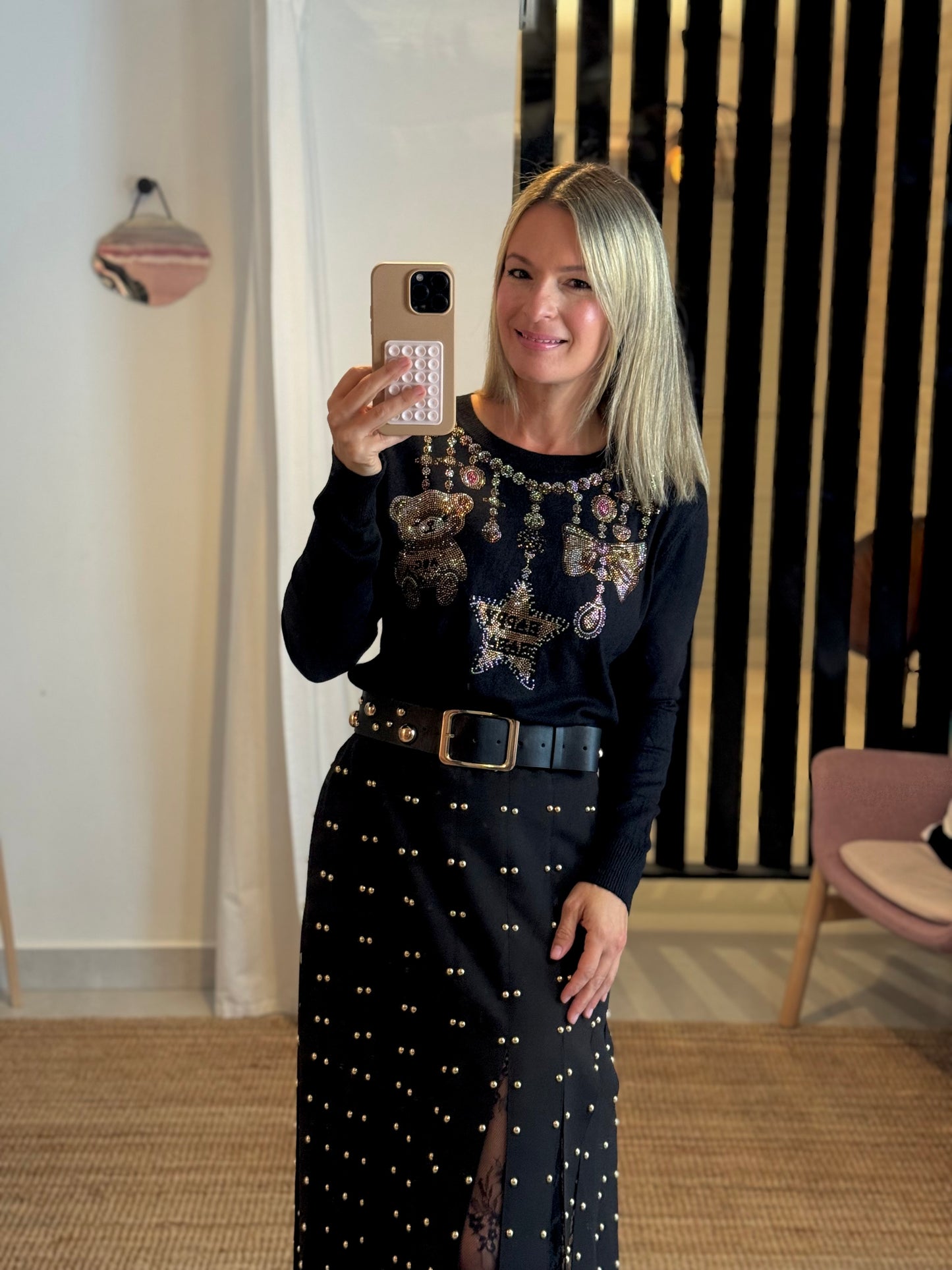 Embellished Knit Sweater Top