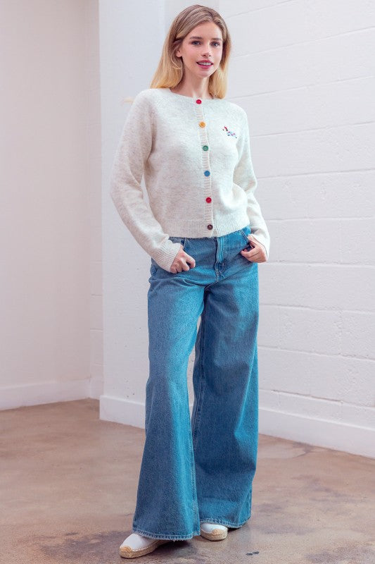 French Dog Sweater Cardigan