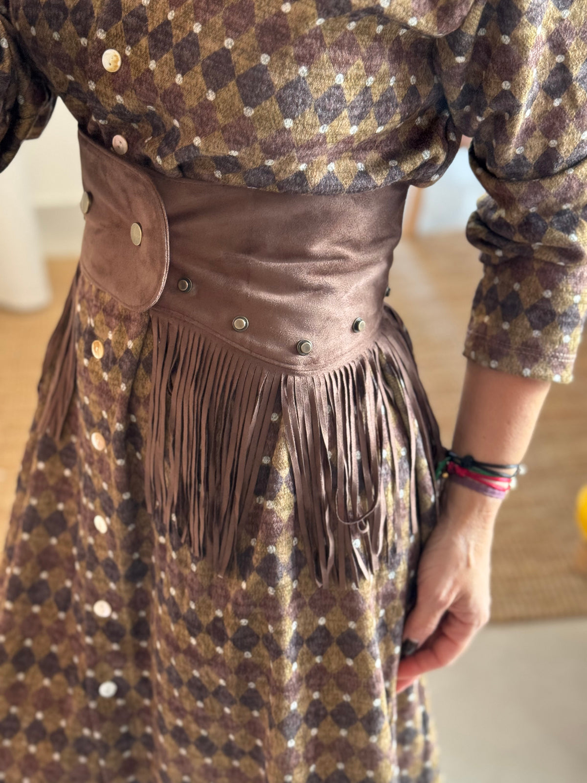 Suede Style Fringe Belt