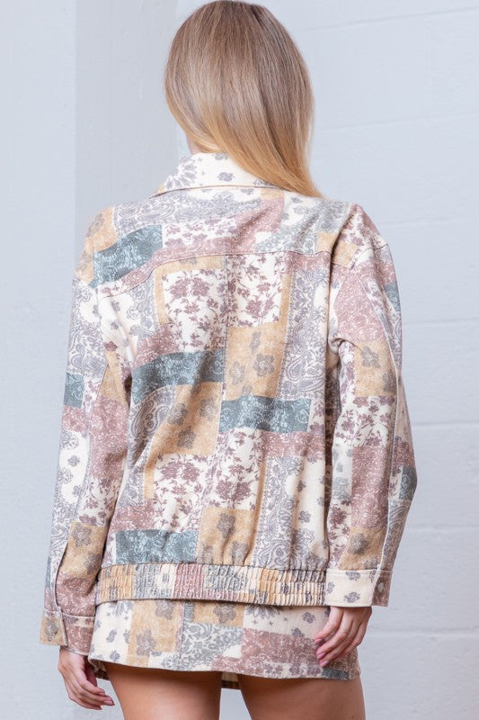 Printed Button Up Jacket