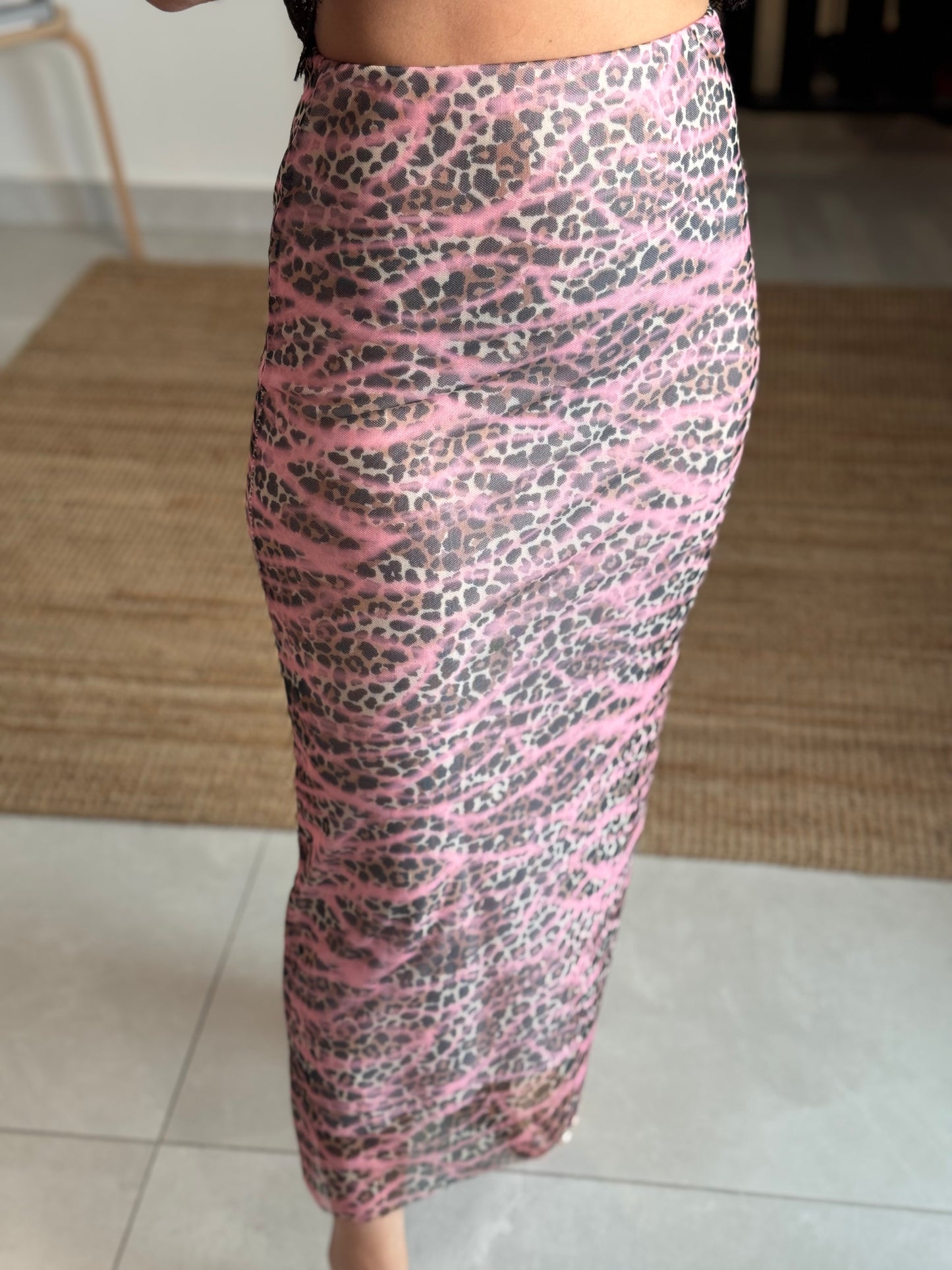 Mesh Animal Print Skirt