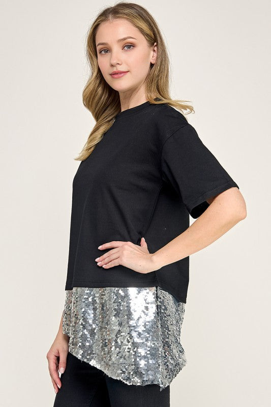 Sequins Asymmetrical Top
