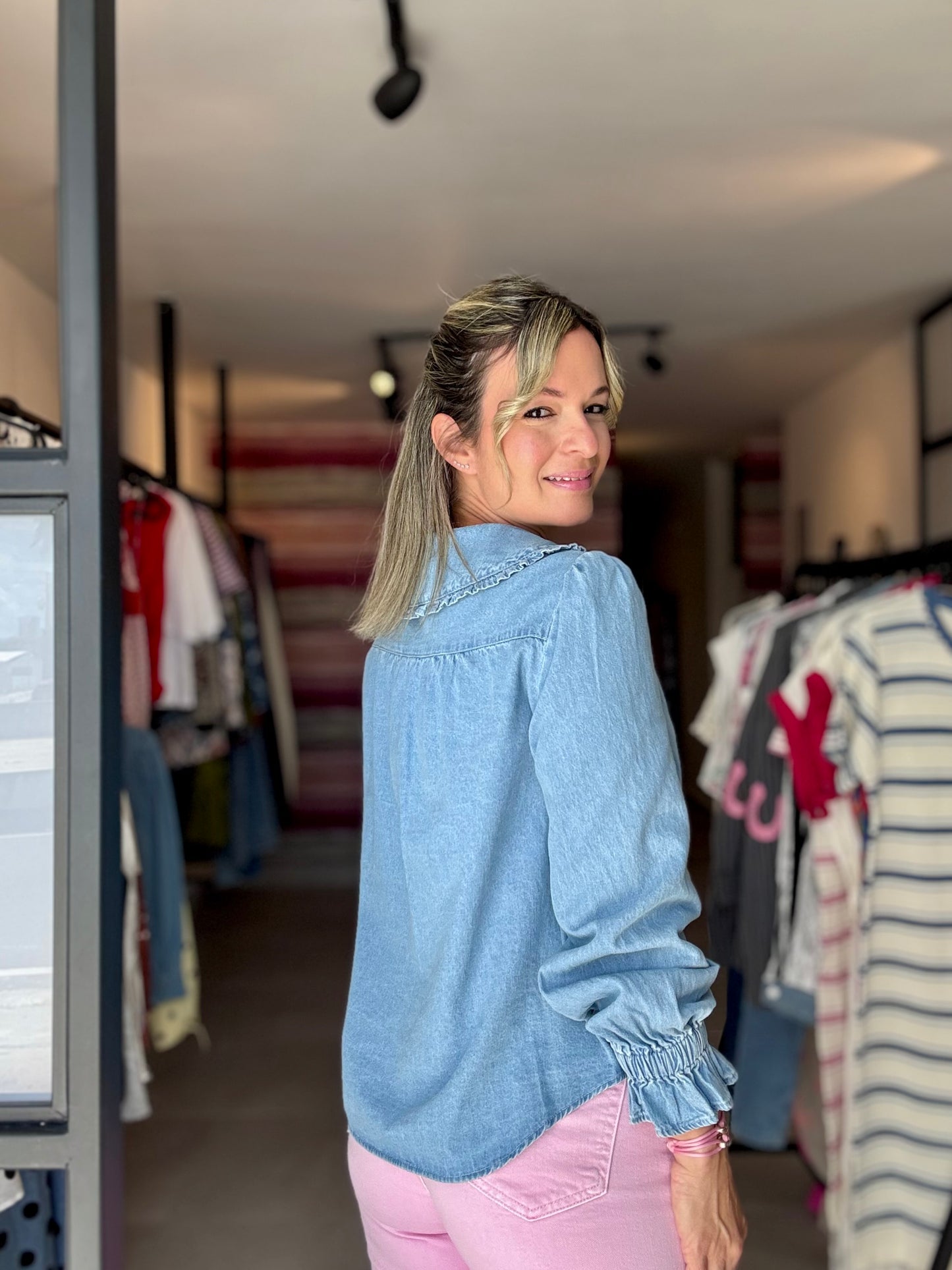 Denim Collar Top