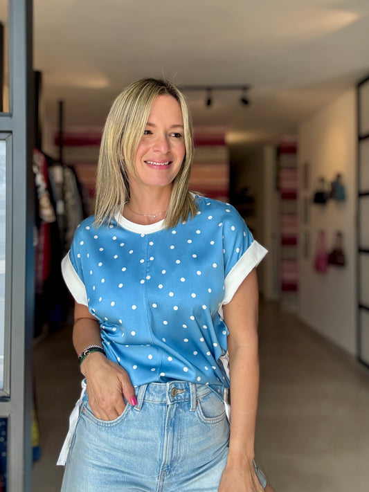 Polka Drawstring Top