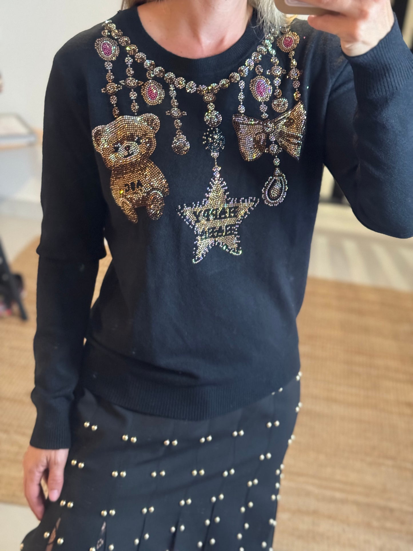 Embellished Knit Sweater Top