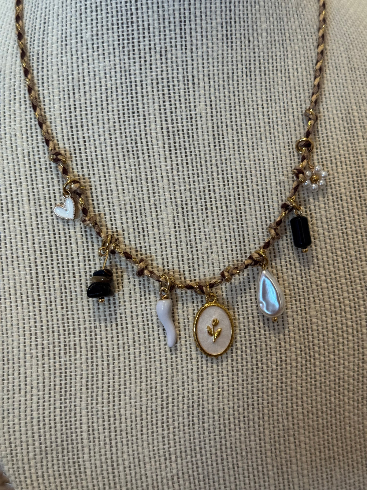 Multi Charm Cord Necklace