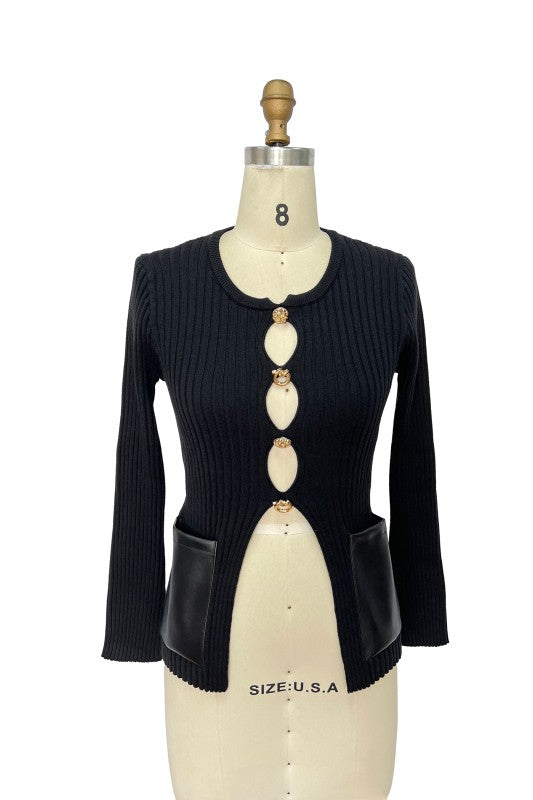 Ribbed Knit Cardigan Top