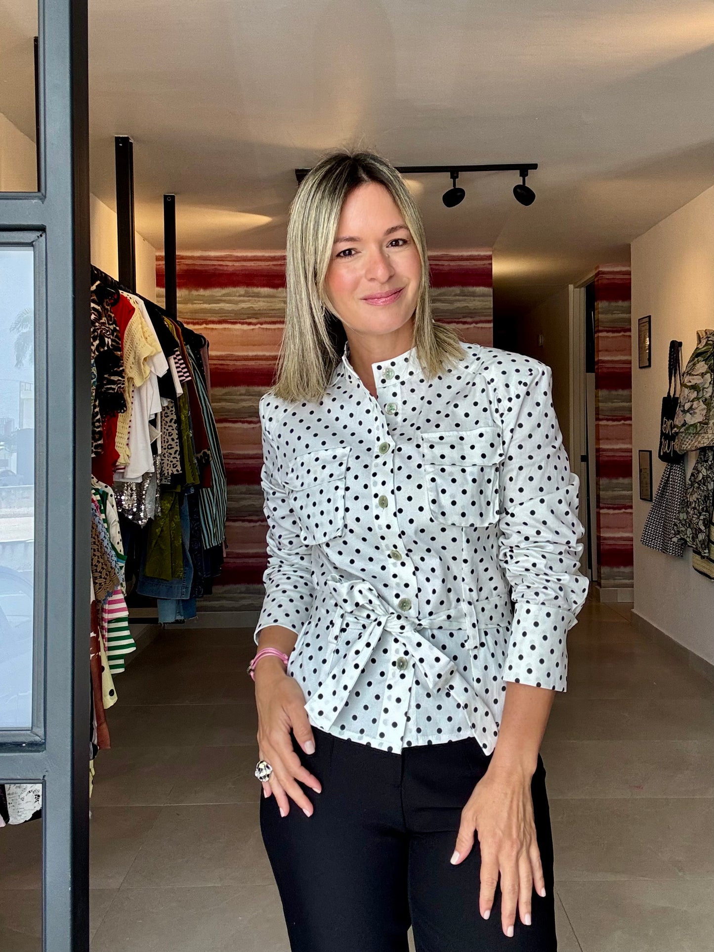 Long Sleeve Polka Top
