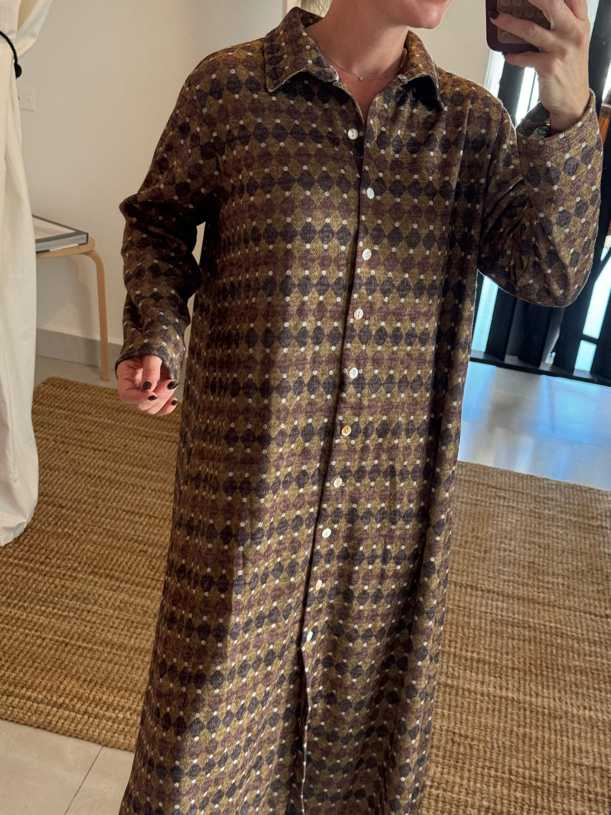 Geometric Print Shirt Dress