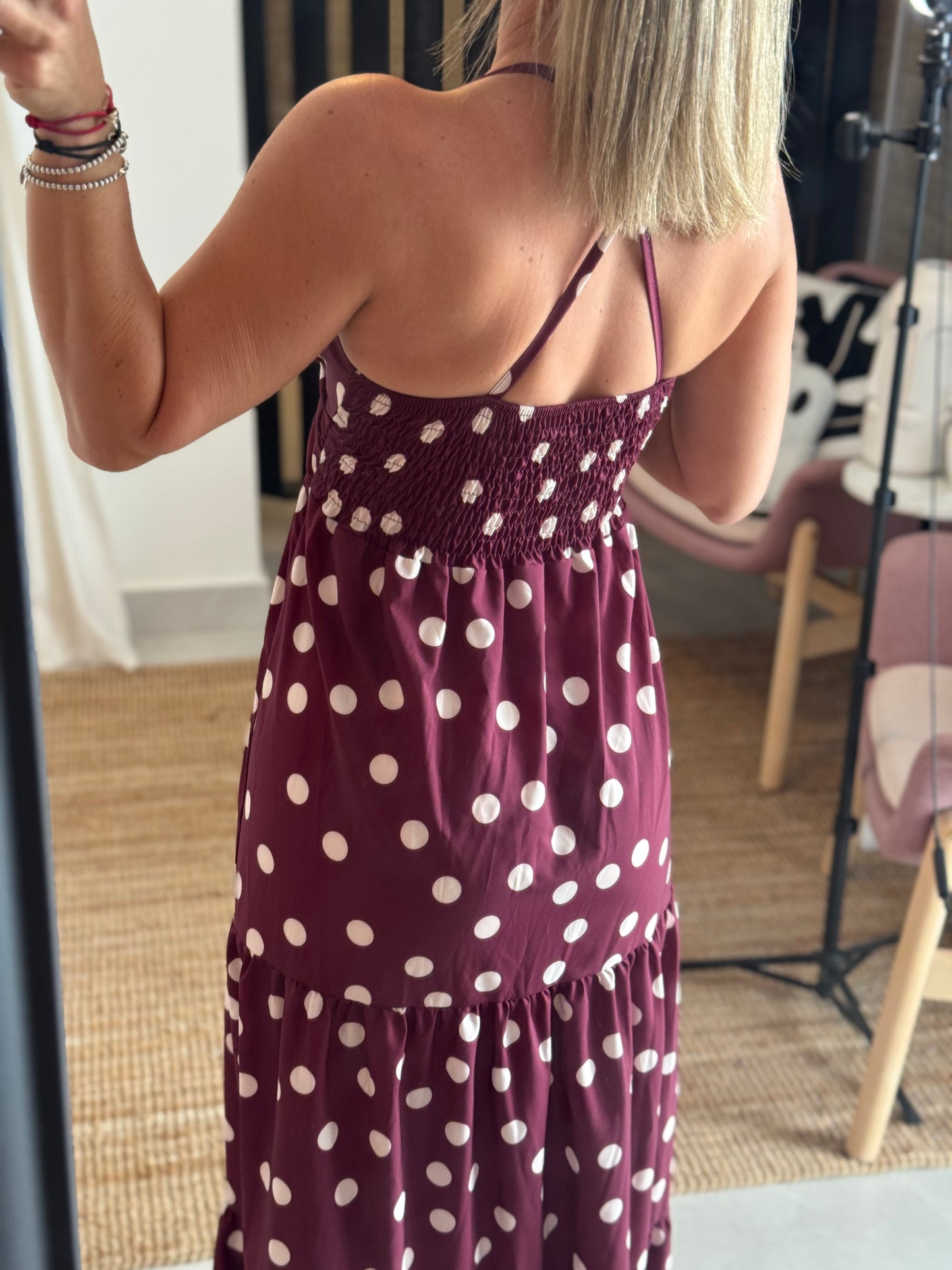 Wine Polka Dot Dress