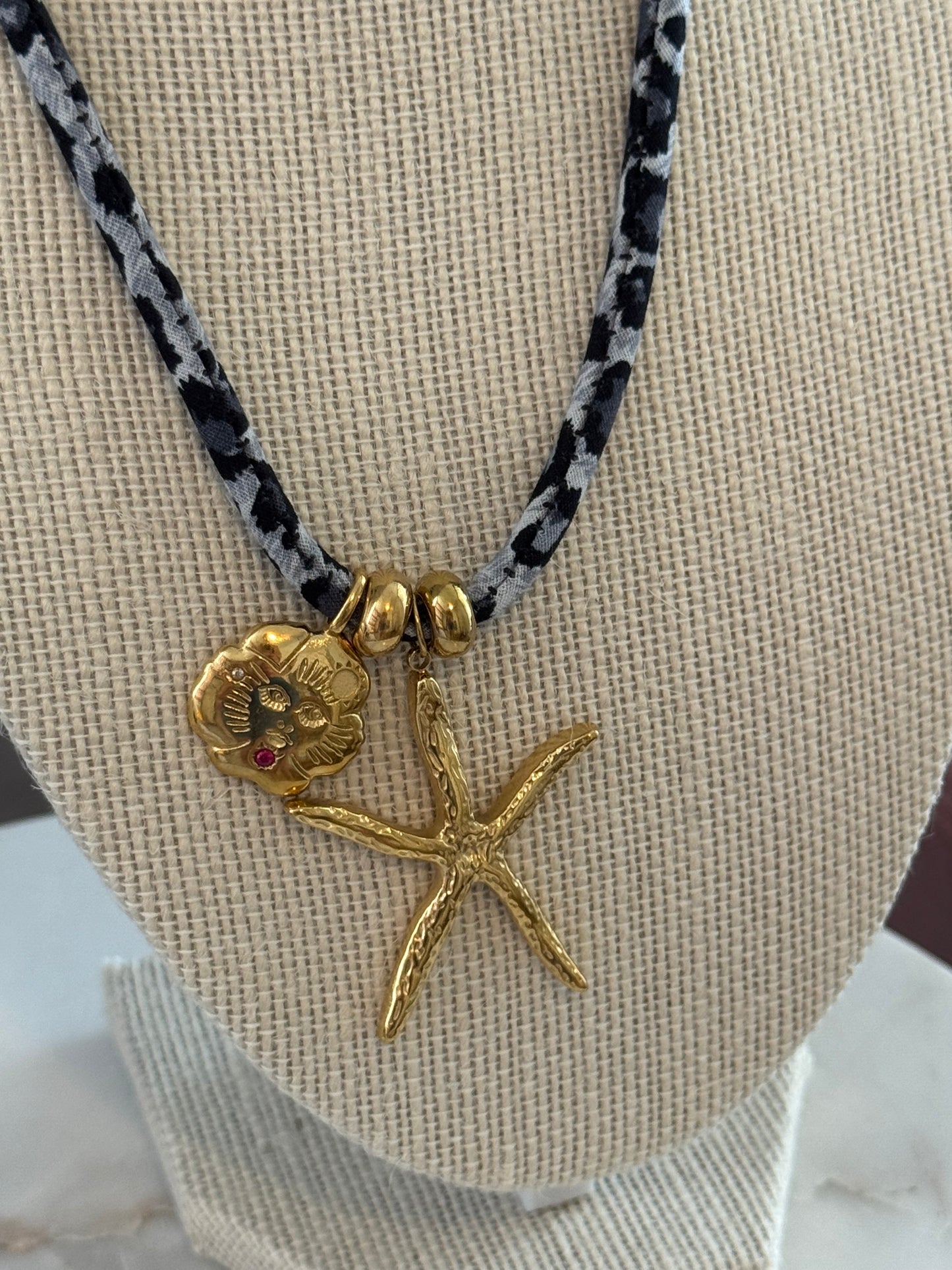 Fabric Ocean Charm Necklace