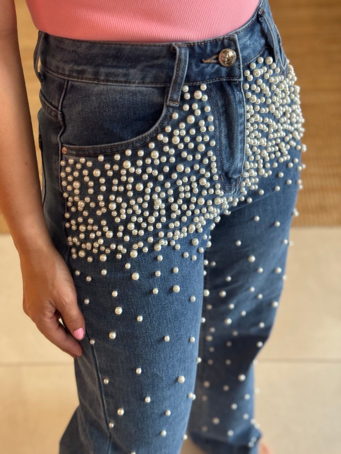 Front Pearl Denim Jean
