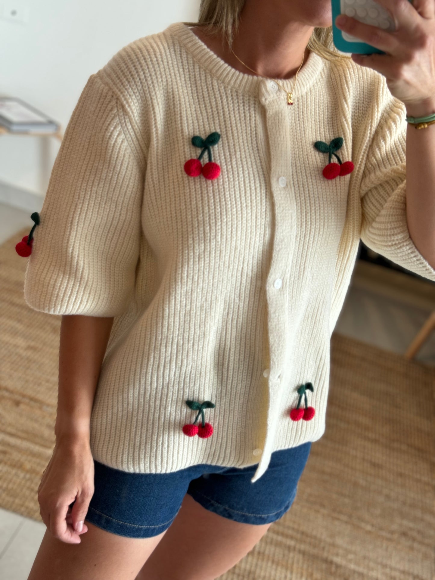 Short Sleeve Cherry Cardigan