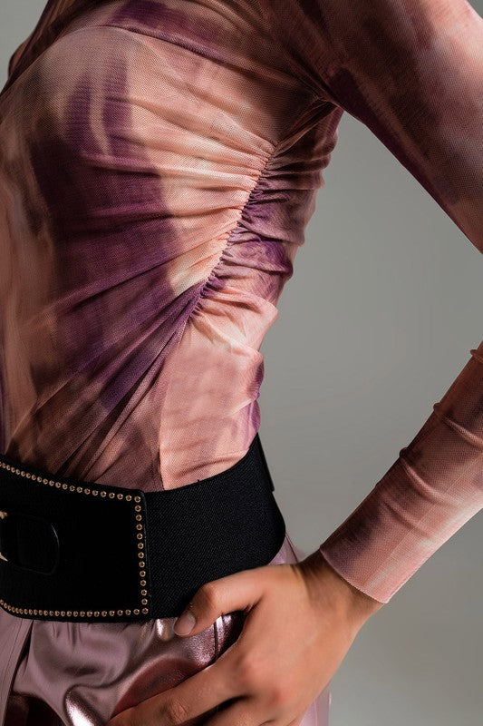 Mesh Abstract Pink Top