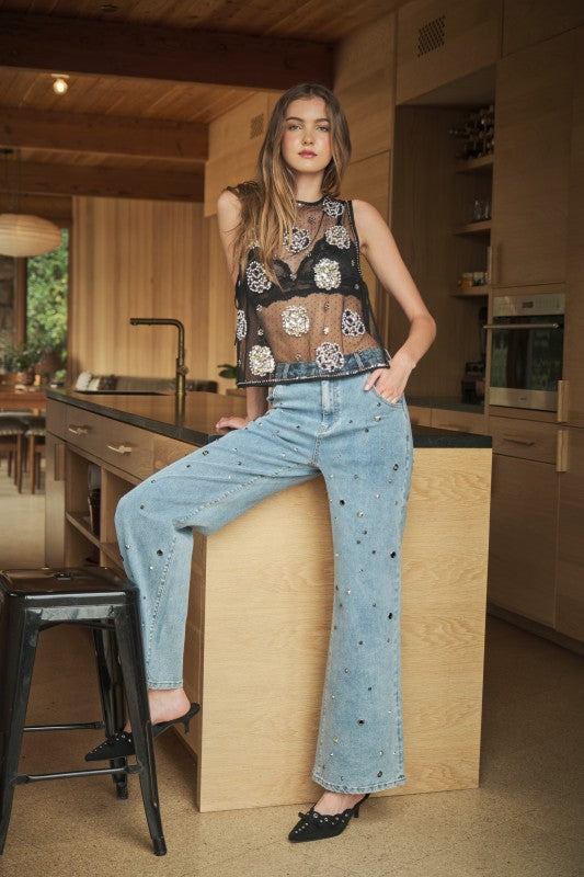 Beaded Mesh Top