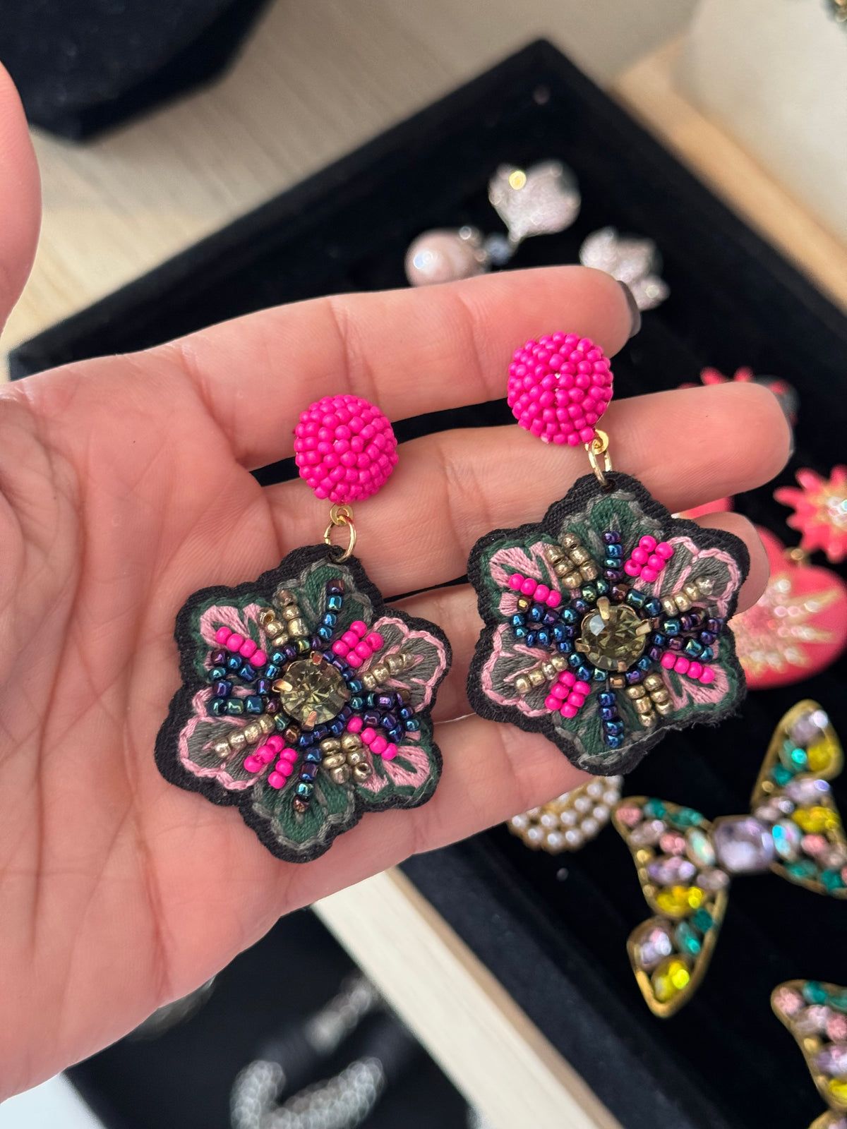 Pink Beaded Earrings