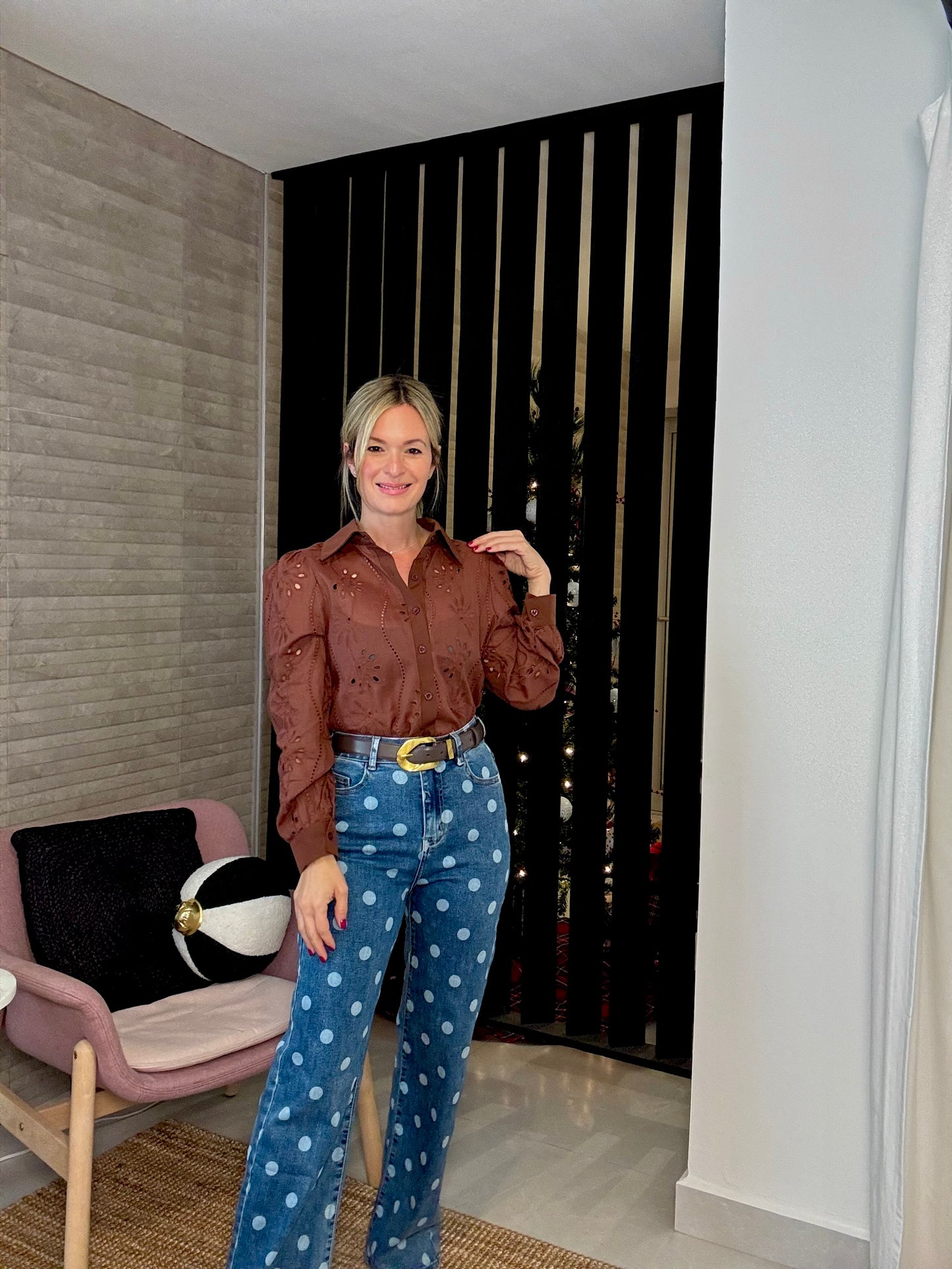 Polka Dot Wide Leg Jean