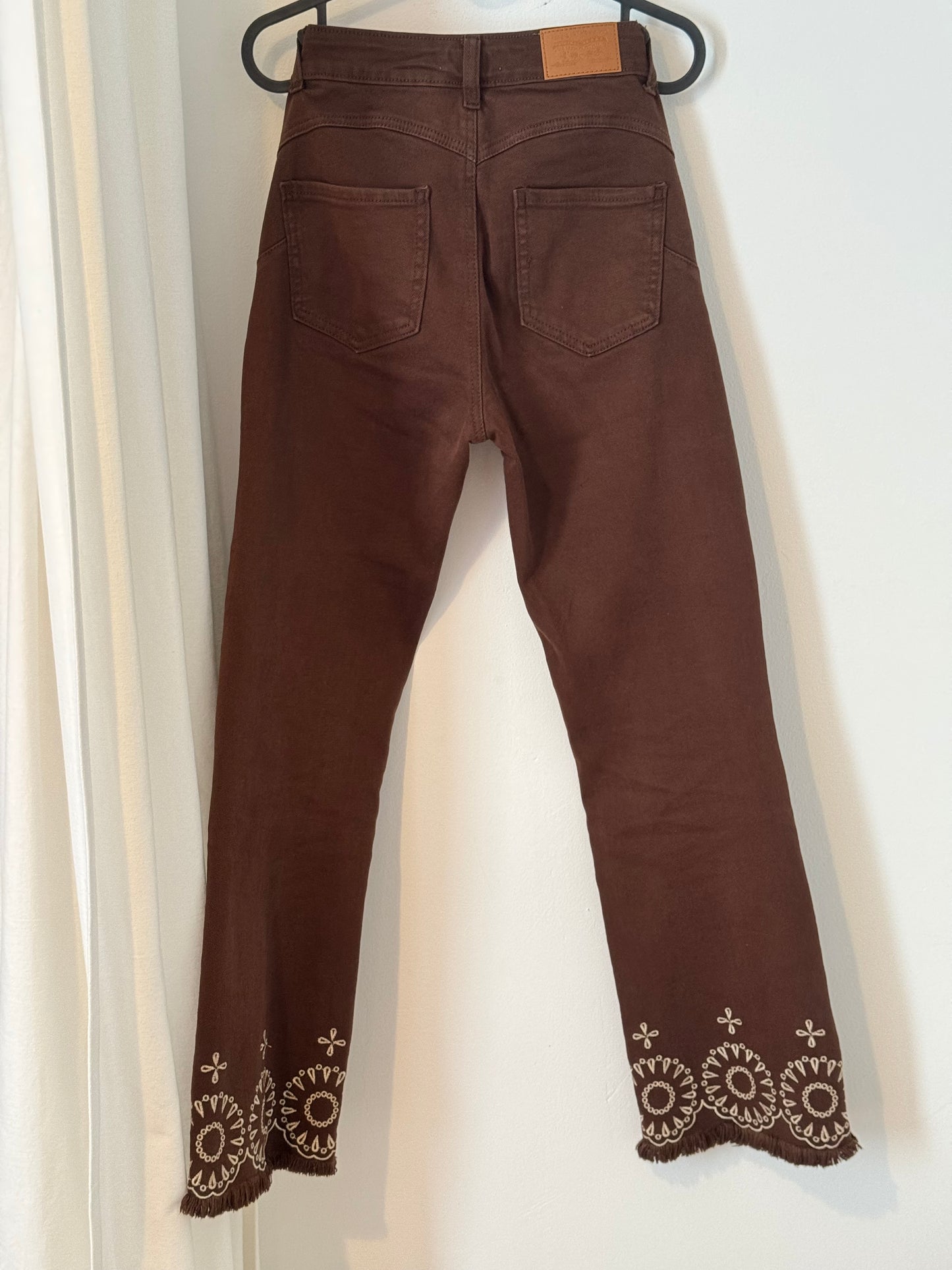Embroidered Chocolate Jean