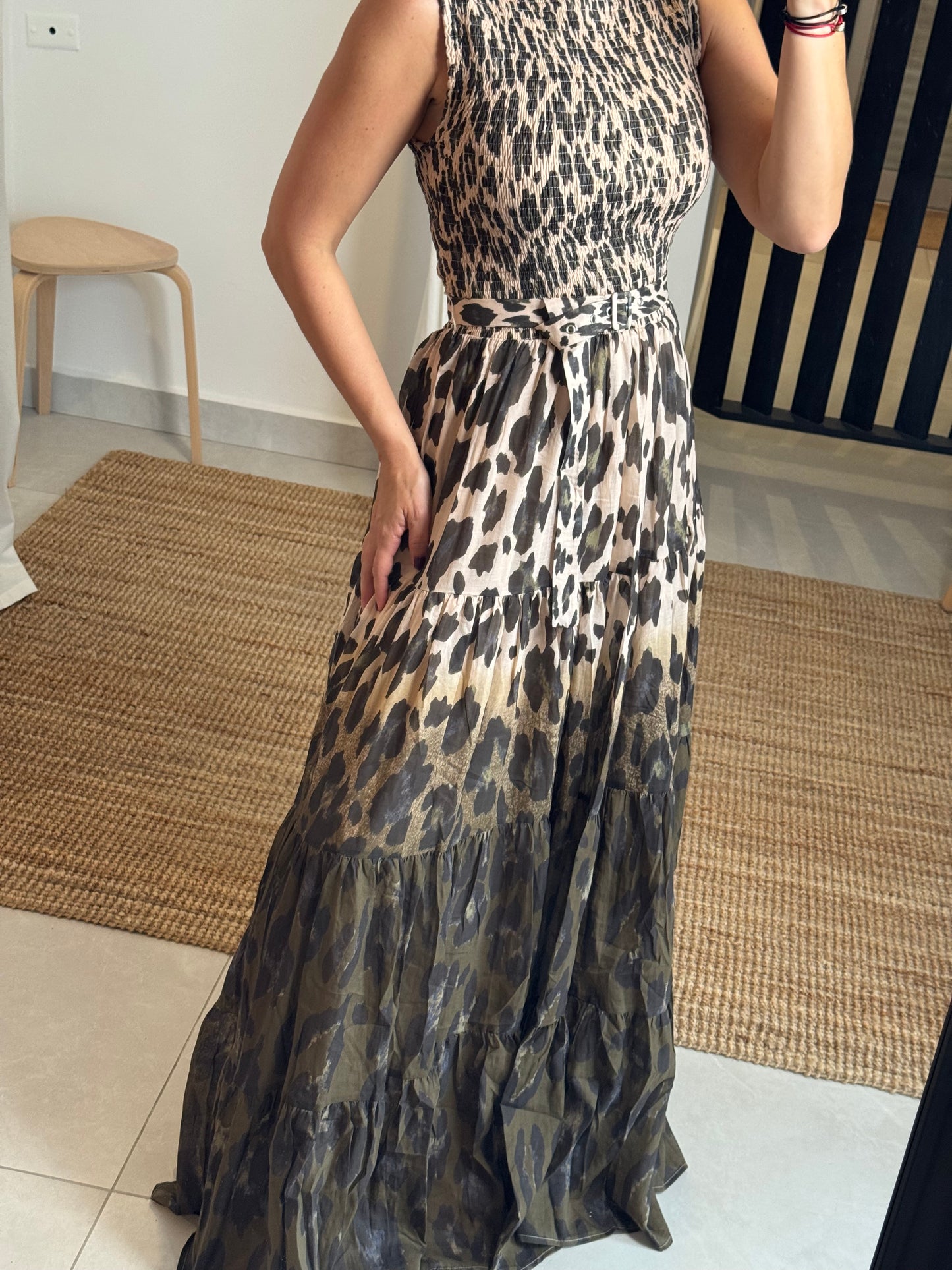 Animal Print Belted Dress
