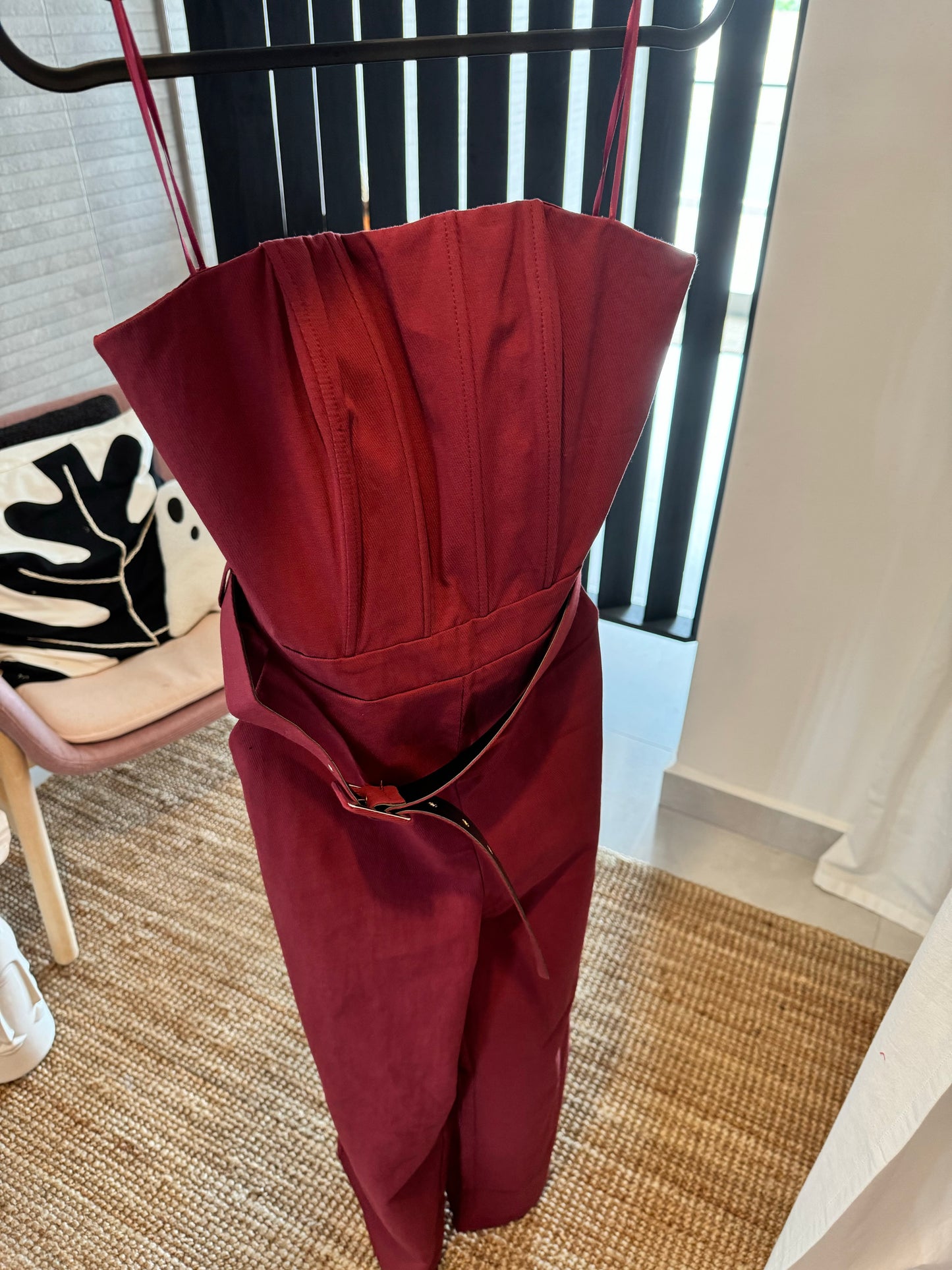 Belted Burgundy Jumpsuit