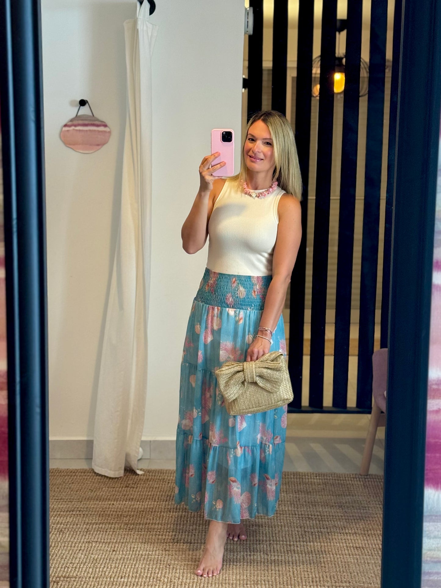 Shimmery Seashell Midi Skirt