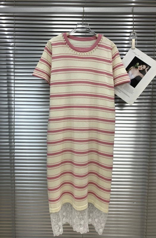 Stripes & Lace Tshirt Dress