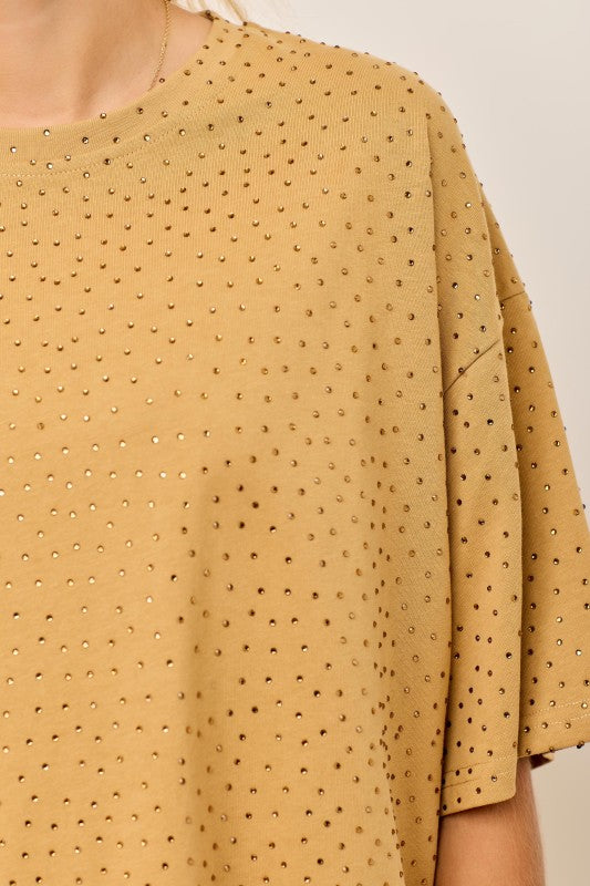 Rhinestones Sweatpants Set