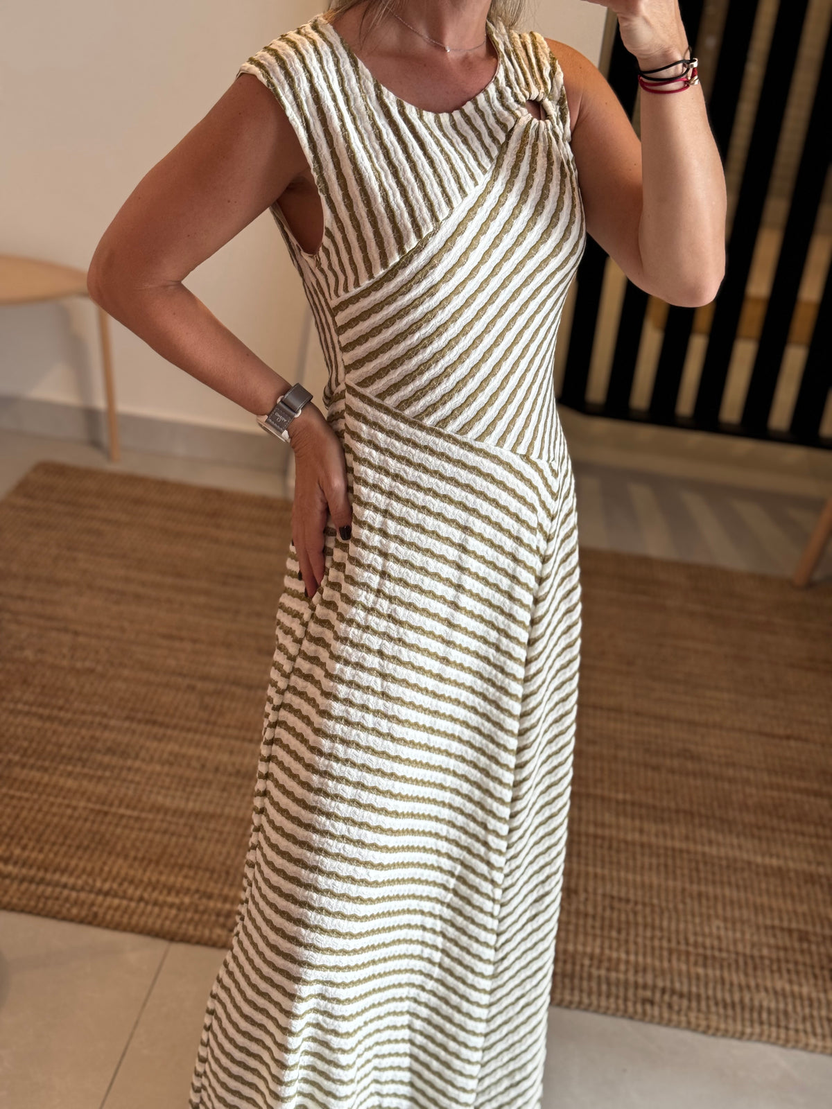 Stripes Sage Casual Dress