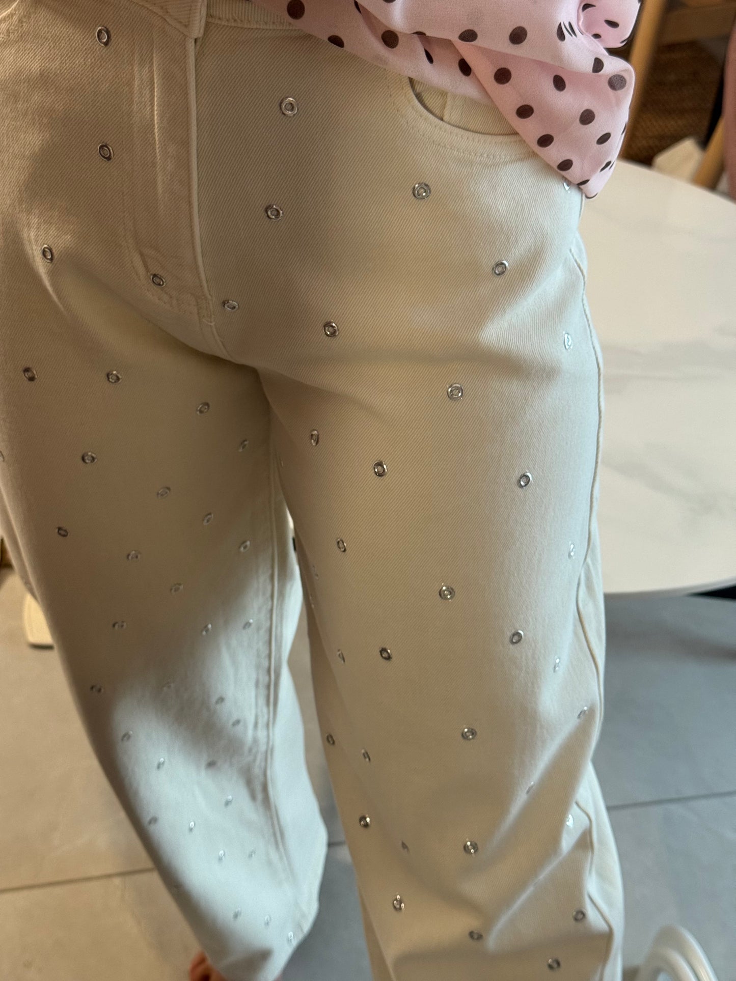 Studded Barrel Jean
