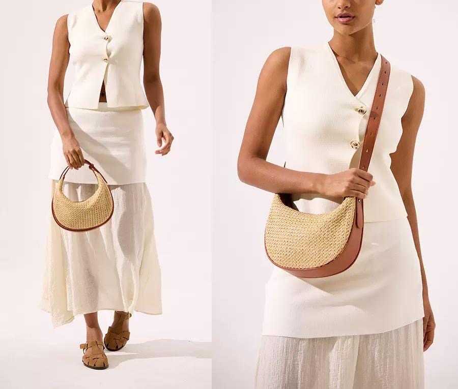 Straw Adjustable Strap Bag