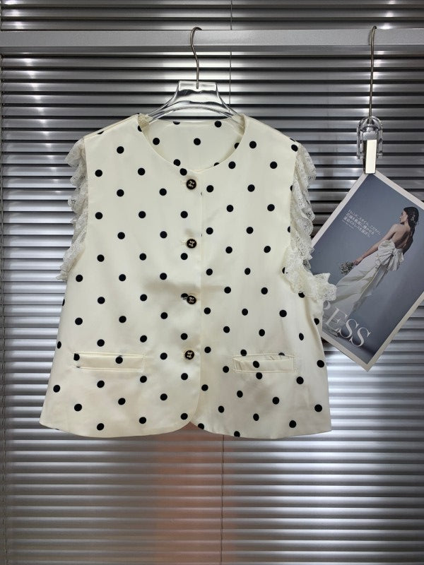 Polka Dot & Lace Vest