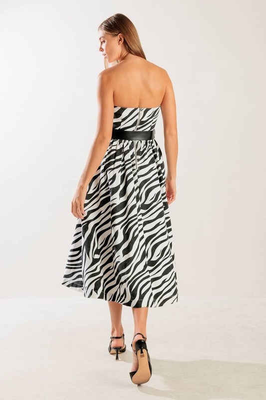 Strapless Black & White Dress