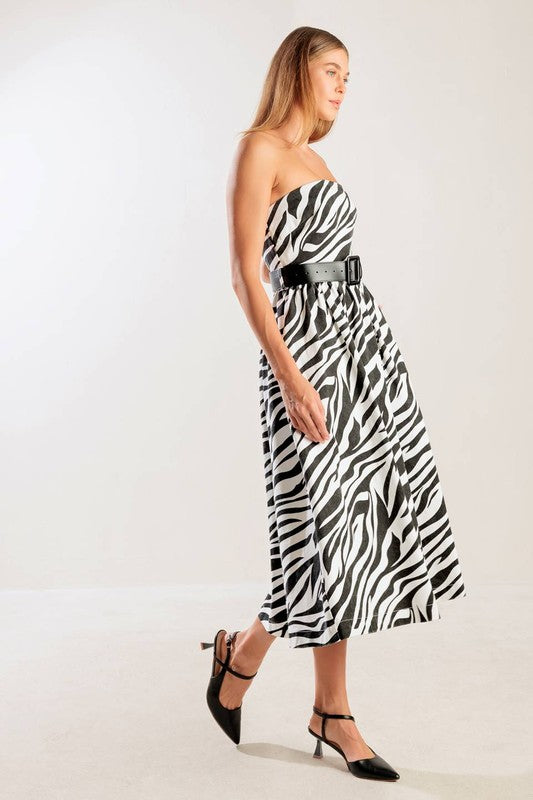 Strapless Black & White Dress