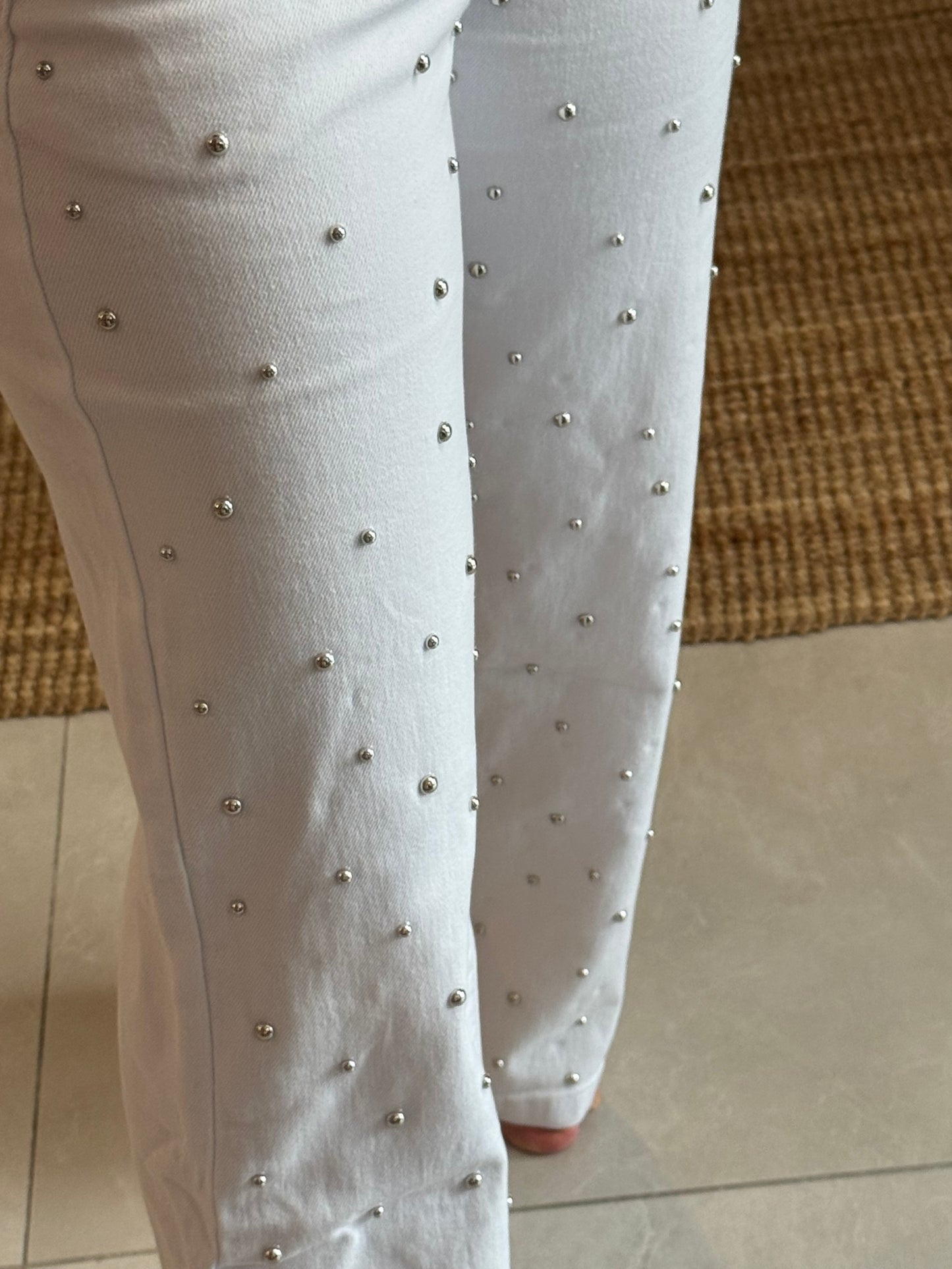 Studded White Jean