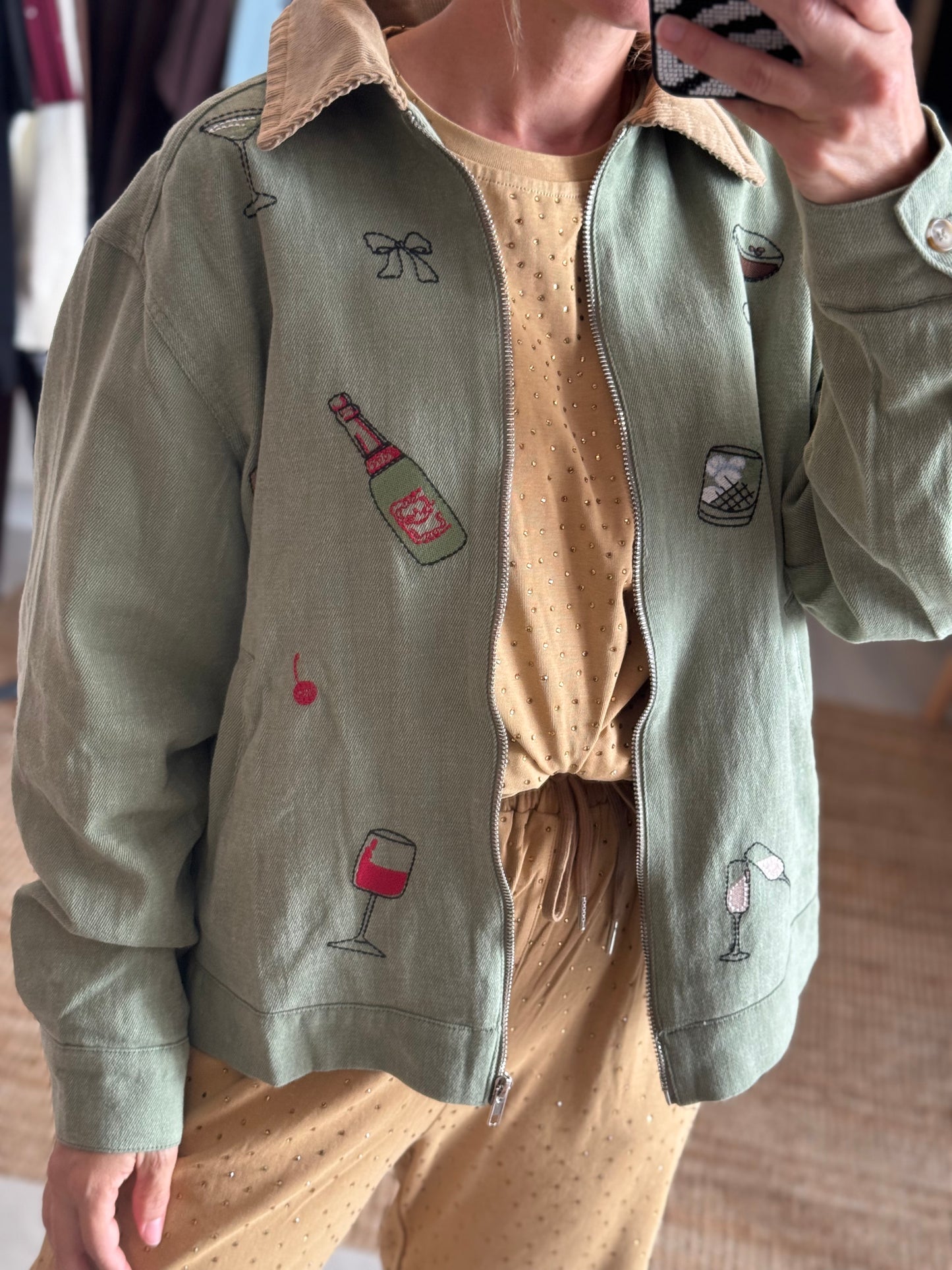 Embroidery Olive Jacket