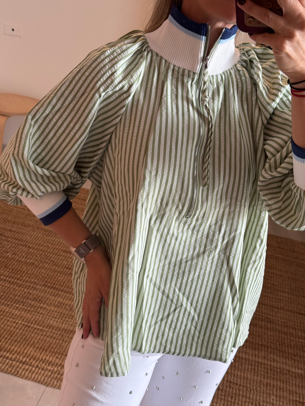 Stripes Collar Blouse