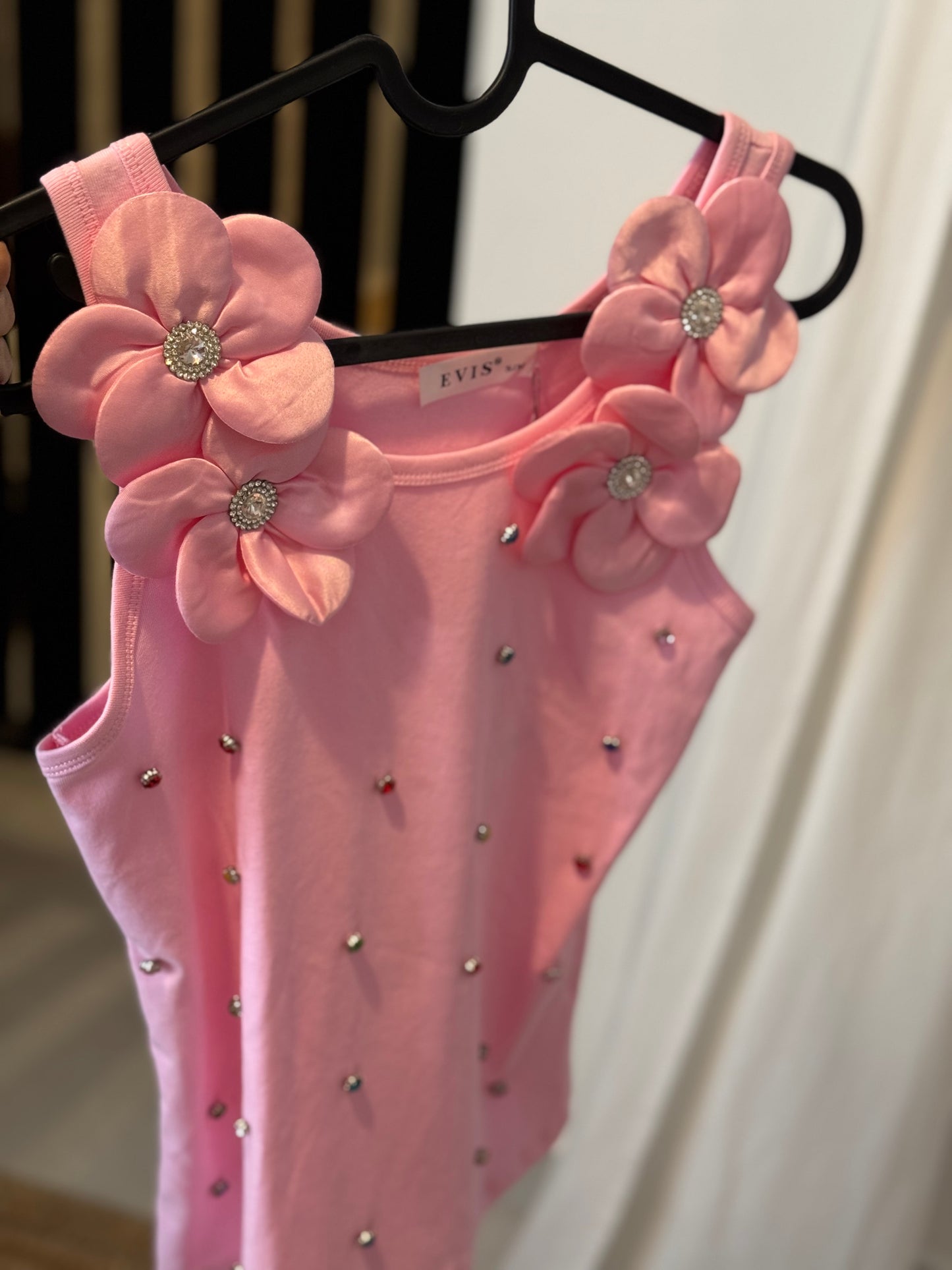 Flower & Rhinestones Top to