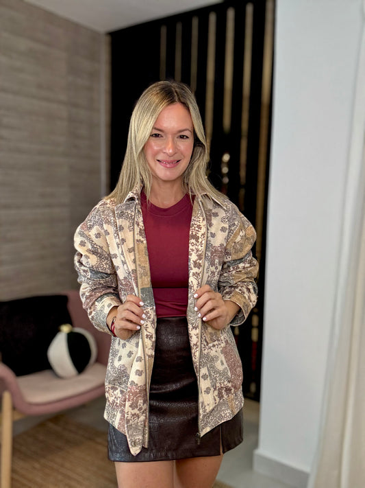 Printed Button Up Jacket