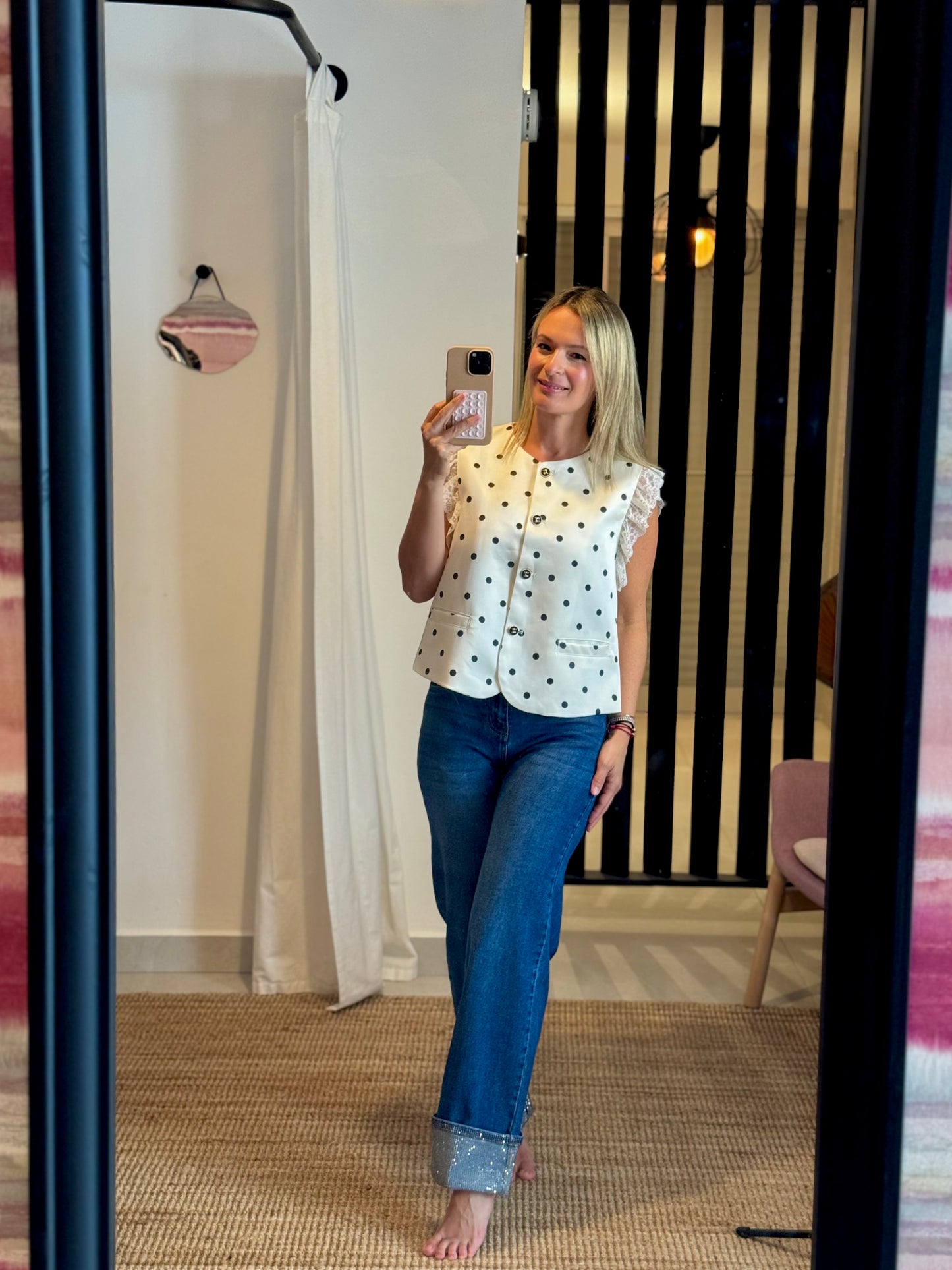 Polka Dot & Lace Vest