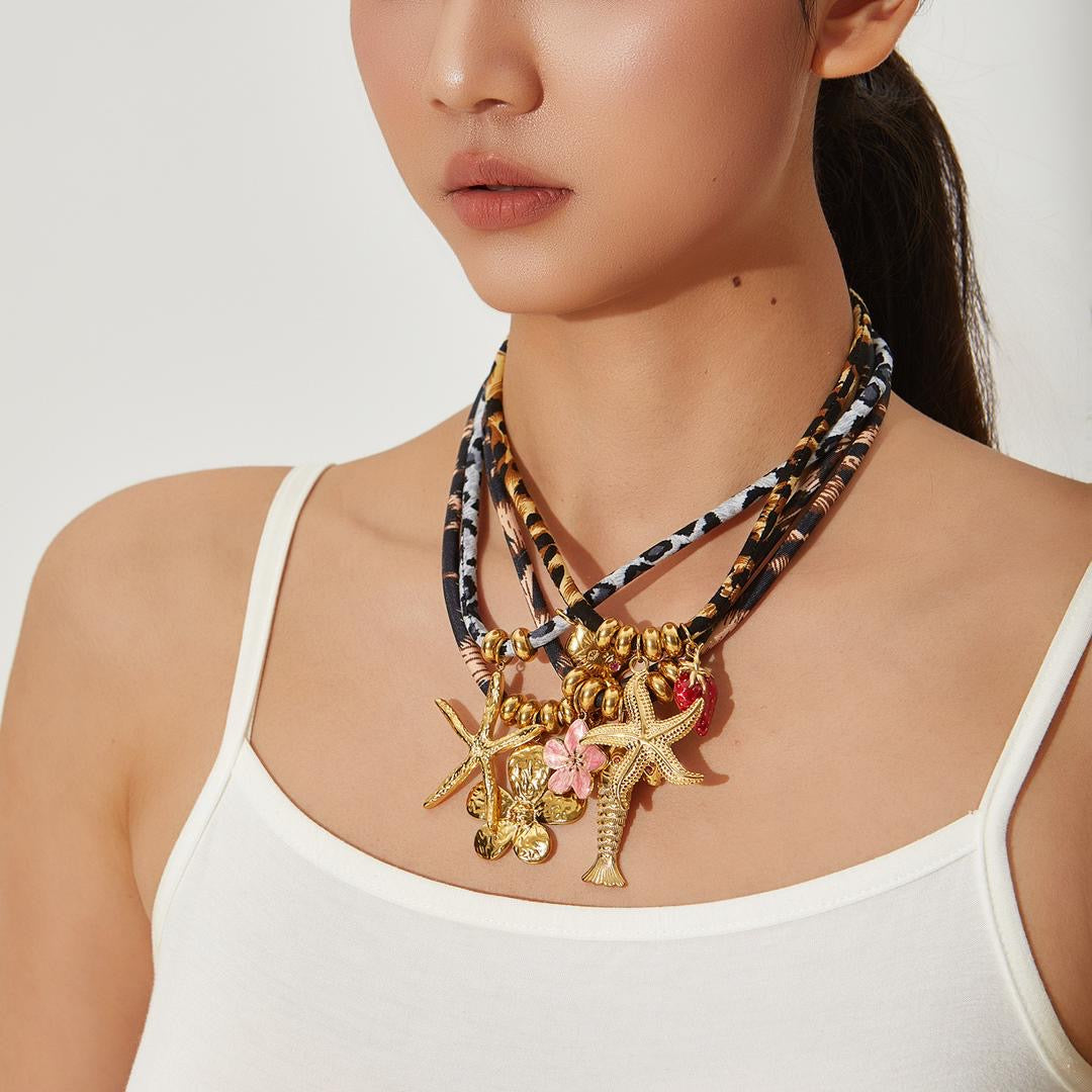 Fabric Ocean Charm Necklace